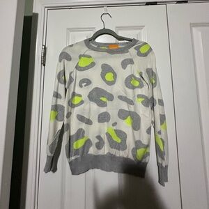 Wispr Sweater Size XS gray and neon leopard pattern